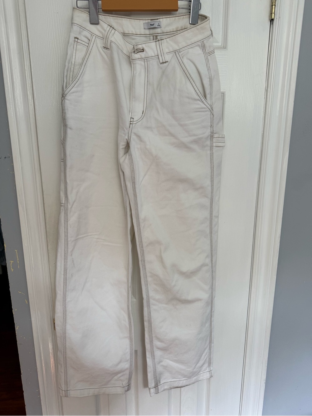 TNA Men's Cargo Pants in Off-White with Contrast Stitching